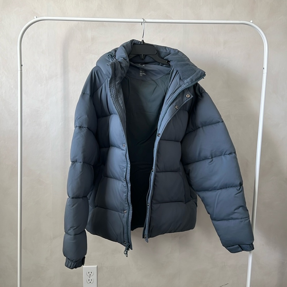 Girlfriend Collective Slate Blue Puffer Jacket